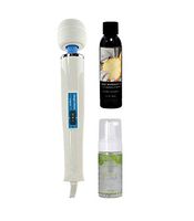 Authentic Original Hitachi Magic Wand - Bundle with Earthly Body Edible Massage Oil 2oz and Toy Cleaner (3 Items) (Pineapple & Foam Toy Cleaner)