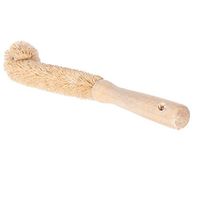 1PCS 24.5cm/9.6'' Kitchen Natural Hangable Cleaning Coconut Fibre Brush with Rubber Wooden Handle Bendable Cleaning Washing Brush for Glass Bottle Cups Pot Thermos Cup Winebottle Home Use