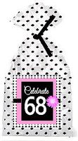 CakeSupplyShop Item#PGB-069 Happy 68th Birthday Pink w. Black Polka Dot Party Favor Bags with Ties -12pk