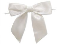 6ct. Pre-Tied White 5" Satin Gift Bows Wire Ties Ready-to-Use 1-1/2" Ribbon nfLG -1805