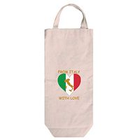 From Italy With Love Heart Flag Map Cotton Canvas Wine Bag Tote With Handles
