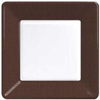 Brown Square Paper Plates Coordinate Textured 7-inch 12 per Pack