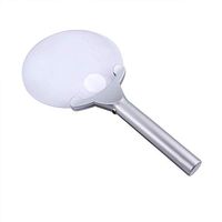 YE ZI Magnifying Glass- Magnifier-Handheld Magnifier,2X 6X 130mm Handheld Magnifying Glass Illumination Loupe Enlarged Mirror Magnifying Tool with 2 LED Lights Lamp Microscope (Color : Silver)