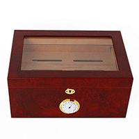 Humidor Cigar Humidor with Humidifier and Hygrometer Double Cigar Cabinet, Glass Skylight Double-layer Large Capacity Can Hold 120 Cigar Cedar Lining, Men's Gift Box Professional Storage Cigar Storage