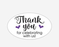 Oval Thanks for Celebrating with Us Stickers, Wedding and Event Favor Labels (#265-PL-OV)