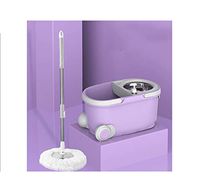 Rotating Mop, Mop Bar Rotating Universal Hand Wash Mop, Wheel Mop Bucket, Metal Mop, Purple, Blue, Pink Trash Can (Color : Purple)