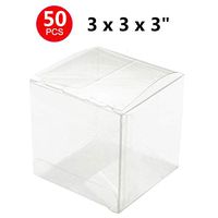 MTXtop 50Pcs 3 x 3 x 3" PET Transparent Clear Wedding Favor Boxes Candy Gift Boxes for Party, Birthday Presents, Baby Shower,Cupcakes, Jewelry …