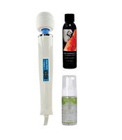 Authentic Original Hitachi Magic Wand - Bundle with Earthly Body Edible Massage Oil 2oz and Toy Cleaner (3 Items) (Watermelon & Foam Toy Cleaner)