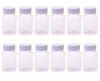12PCS 50ml/1.7oz Clear Empty Portable Thicken Plastic Bottles Capsule Case with White Screw Cap Pill Tablet Holder Storage Container for Liquid Solid Powder Medicine Chemical Dispense