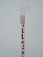 Elegant Acrylic Designer Walking Cane (32", Red & White Silk Roses)