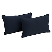 Blazing Needles Double-Corded Solid Twill Back Support Pillows with Inserts (Set of 2), 20" x 12", Black