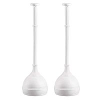mDesign Plastic Bathroom Toilet Bowl Plunger Set with Lift & Lock Cover, Compact Discreet Freestanding Storage Caddy with Base, Sleek Modern Design - Heavy Duty, 2 Pack - White