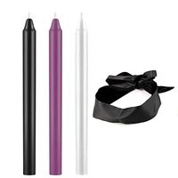 1 PCS Sleeping Mask Satin Eye Mask Black Blindfold +3 PCS Low Temperature Candles Romantic Candles for Couples
