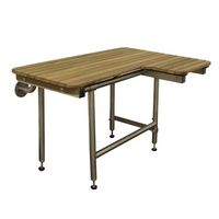 Teak ADA Wall Mounted Left Handed Shower Bench/Seat with Fold Down Legs (32"x22.5")
