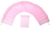 ZUUC Colorful Organza Drawstring Pouch Bag, 5''W x7" L, Pack of 100 (Pink)