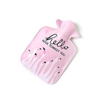 Hacoly Mini Hot Water Bottle Pocket Hot Water Bag Rubber Hottie Water Heating Bag for Pain Relief, Menstrual Cramps, Cold Winter Bed Warming Portable Reusable Therapy Heating Pad-Flamingo