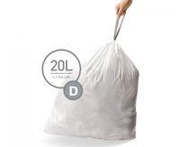 simplehuman Code D Custom Fit Liners, Drawstring Trash Bags, 20 Liter / 5.2 Gallon, 12 Refill Packs (240 Count)