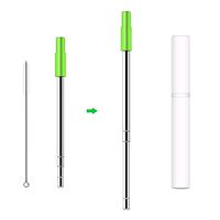 NAYWCXMY-LDL Reusable Detachable Portable Telescopic Stainless Steel Eco-Friendly Silicone Tip Pipette, Package and Cleaning Brush for Travel (Color : AA01)