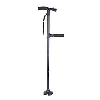 HXZXH Adjustable Folding Quad Cane Lightweight Walking Canes Walking Stick for Men and Women Hand Crutch with T Handle Double Handles Crutches with LED Light Fashionable Sturdy Stable Black