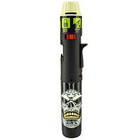 Designer Glow-in-The-Dark Turbo Blue Multi-Purpose Refillable Butane Torch Lighter Stick, Wind Proof - Skull