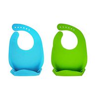 BIHIKI 2 PCS Adult Bib with Crumb Catcher,Waterproof Clothing Protector,Reusable Adult Eating Aid Apron for Elderly Patient Senior,10"x12"