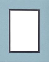 22x28 Double Acid Free White Core Picture Mats Cut for 18x24 Pictures in Sheer Blue and Navy Blue