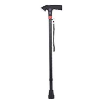WPQW Crutches Aluminum Retractable Cane LED Light Alarm Radio Multi-Function Cane Walker Walking Stick -941Crutches (Color : Black)