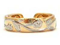 Beautiful Copper Magnetic Adjustable Ring with Silvertone Vines and Goldtone Overlay