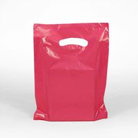 Hot Pink Plastic Bags with Diecut Handles 9" X 12" | Quantity: 1000 Gusset - -