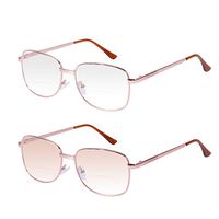 2 Pairs Bifocal Reading Glasses +2.50 Mens Womens Everyday Use Readers Eyewear Light Metal Frame Far and Near Dual-Use Eyeglasses