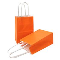 AZOWA Gift Bags Mini Small Kraft Paper Bags with Handles (4 x 2.4 x 6 in, Orange, 25 Pcs)