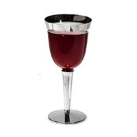 " OCCASIONS" Wedding Party Disposable Plastic Wine Cups, clear w/silver base and rim (Silver Rimmed, 7.5 Oz Wine Cup, 120 pcs)