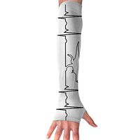 Sports Arm Sleeves Heartbeat Dinosaur UV Sun Protection Arm Sleeves with Thumb Holes Cooling Arm