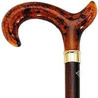 Men Derby Cane Cherry Stained With Amber Handle  -Affordable Gift! Item #DHAR-9765800