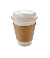 50 Sets Coffee Cups Disposable with Lids & Sleeves Hot Coffee Cups with Lids & Sleeve Holders (12oz)