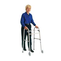 Carex Folding Walker With Wheels For Seniors - Adult Walker - Portable Medical Walker With Adjustable Height, 30-37 Inches, 5 Inch Wheels