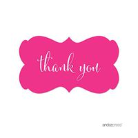 Andaz Press Fancy Frame Rectangular Label Stickers, Thank You, Fuchsia, 36-Pack