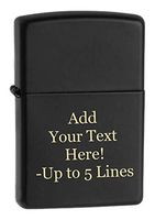 Black Matte Zippo Outdoor Indoor Windproof Lighter Custom Personalized Engraved Message Engraving on Front