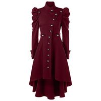 Sttech1 Women Vintage Steampunk Windbreaker Long Coat Gothic Overcoat Ladies Retro Jacket Woolen Coat Fit for Party