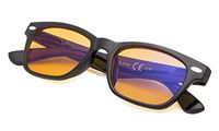 Blue Blocking Amber Glasses for Sleep-Nighttime Eyewear-Special Orange Tinted Readers-Women (Black Frame,+1.25)