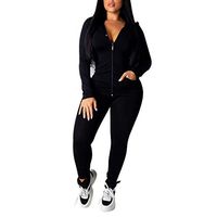 Activewear Sets for Women-Track Leggings Pants Hoodie 2 Piece Set Tracksuits Yoga Outfit Workout Set with Pockets Black