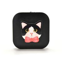 Cartoon Cute Dog Lenses Eye Color Box Cat Printing Contact Lens Case Holder Container Case - (Color: black cat)