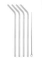 Tiki Tumblers Stainless Steel Straws with Cleaning Brush | Non-Toxic | Environmentally Friendly | Great for Smoothies, Cocktails (Four 10.5" Bent Straws)