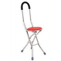 DSHUJC Stainless Steel Crutches Chair Light Four-Legged Cane Stool Sponge Handshake PU Leather Non-Slip Foot pad Designed for The Elderly,A