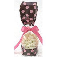Brown with Pink Polka Dots Tall Cellophane Goodie Bag (2in. W x 9 1/2in. H x 1 7/8in. Deep) - pack of 25