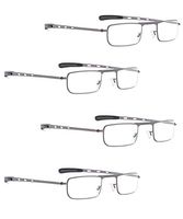 READING GLASSES 4 pack Small Lens Readers for Men and Women (Gunmetal, 3.50)