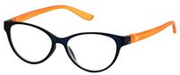 Bunny Eyez Raquel Wearable, Tilt-able, Flip-able Women's Reading Glasses (Matte Navy with Matte Orange Temples, 2.50)