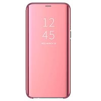 Case Compatible with Samsung Galaxy S20 Ultra case Ultra Slim Translucent View Vertical Flip Standing Kickstand Mirror Flexible Hard Plastic Protective Cover Bumper case for S20 Ultra (Rose Gold)