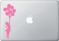Flying Balloon Girl - Macbook or Laptop Decal Sticker (2.5"w x 7.5"h) (Color Variations Available) (PINK)