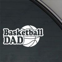 Chili Print Basketball Dad White Car Laptop Window Vinyl White Sticker Graphic - Peel and Stick - Decorative Sticker